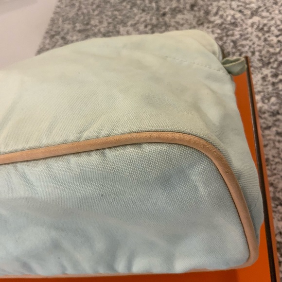 HERMES Mint Green Bolide Cotton Canvas Travel Zip Pouch - Picture 11 of 16